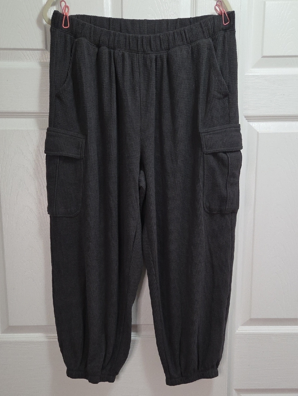 aerie Dark Green Waffle Knit Cargo Joggers - Picture 4 of 7